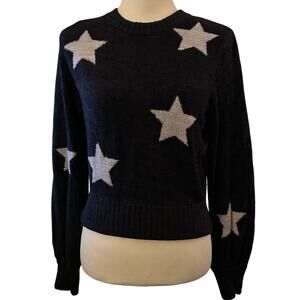 Spiritual Gangster Melody Sweater, Size Small, Bold Stars, Vintage Black
